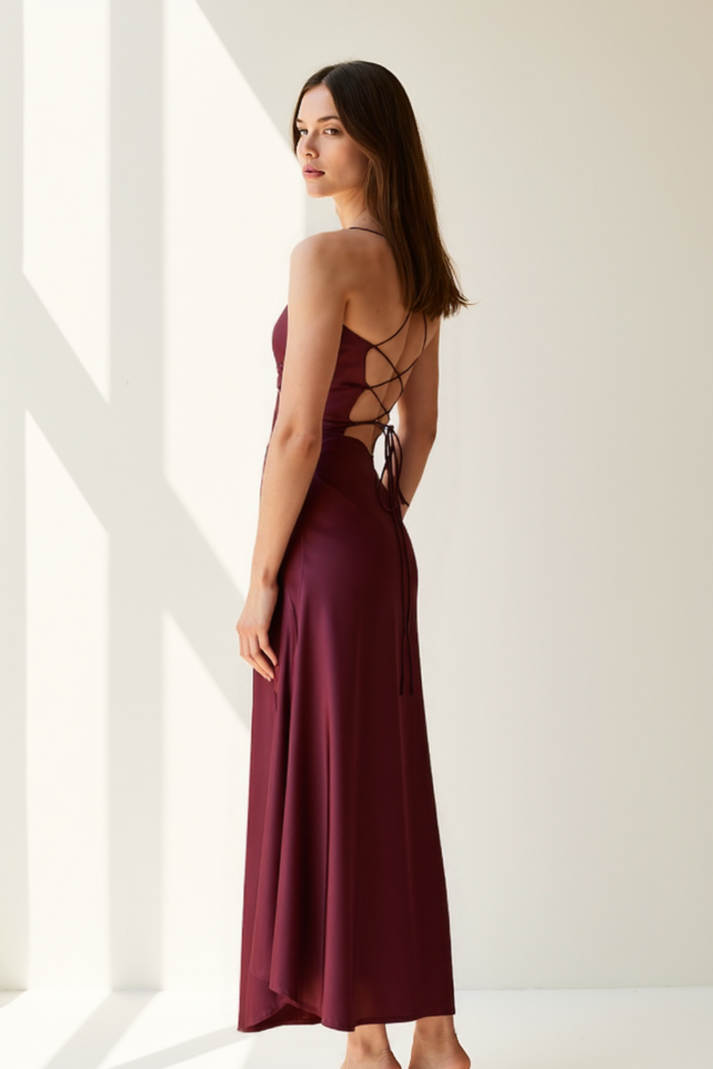 Robe Longue Femme | Drapé Élégant | Satin Fluide et Moderne
