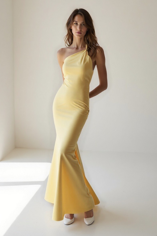 Robe Longue Femme | Asymétrique Élégante | Satin Fluide Brillant
