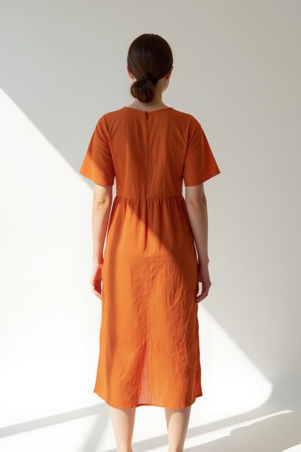 Robe Midi Femme | Coton & Lin Naturel | Coupe Ample avec Poches