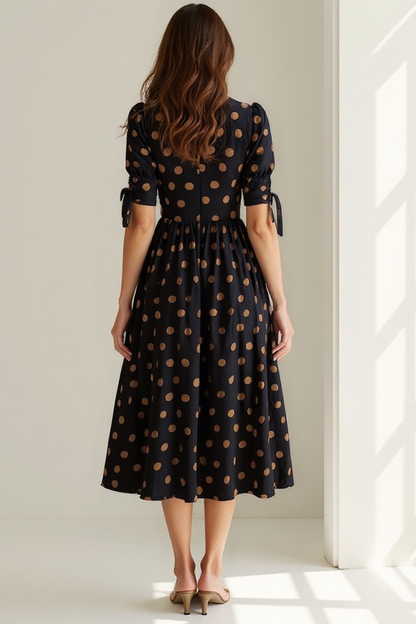 Robe Femme Mi-Longue | Imprimé Pois | Coupe Fluide et Confortable