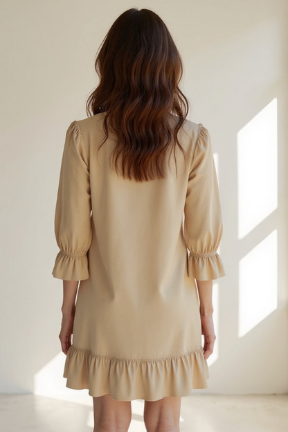 Robe Courte Femme | Coton et Lin Naturel | Volants Délicats