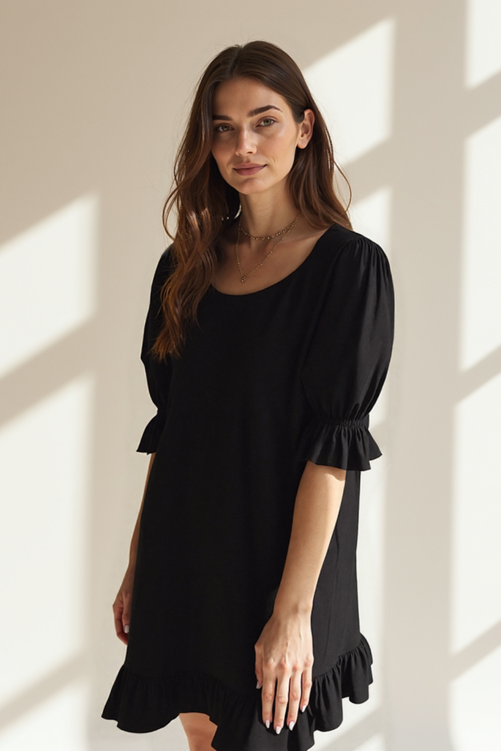 Robe Courte Femme | Coton et Lin Naturel | Volants Délicats