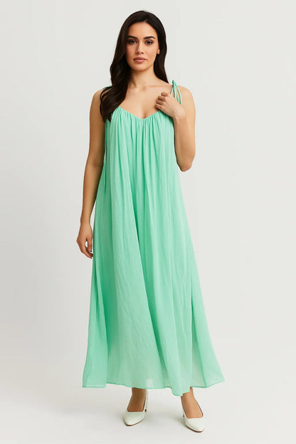 Robe Longue Ample | Robe Décontractée à Bretelles | Légère et Respirante