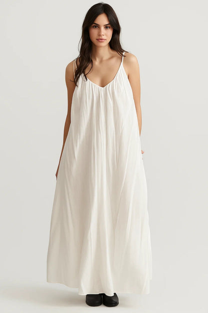 Robe Longue Ample | Robe Décontractée à Bretelles | Légère et Respirante