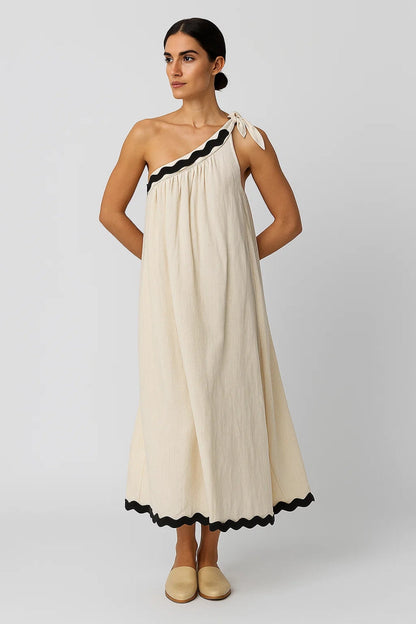 Robe Longue Asymétrique | Robe à Une Épaule Femme | Légère et Respirante