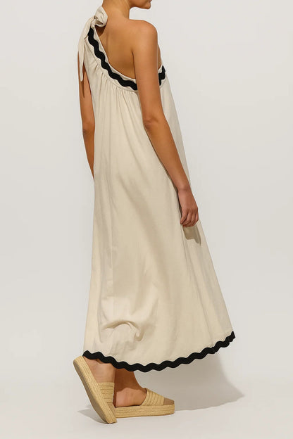 Robe Longue Asymétrique | Robe à Une Épaule Femme | Légère et Respirante