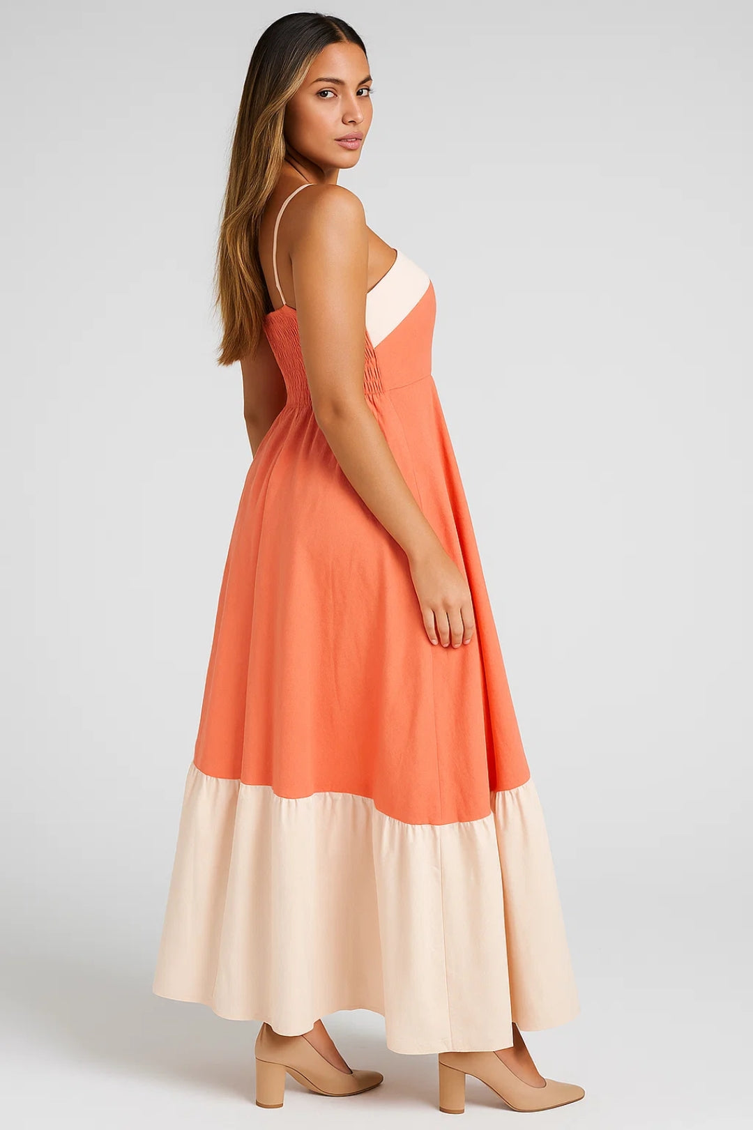 Robe Longue Bicolore | Robe à Bretelles Femme | Légère et Respirante