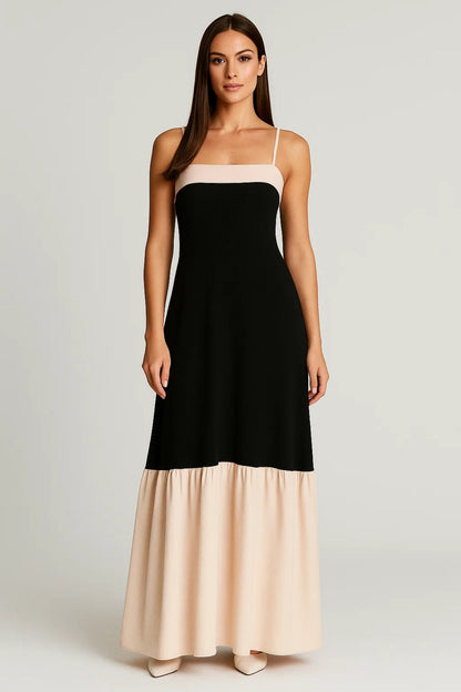 Robe Longue Bicolore | Robe à Bretelles Femme | Légère et Respirante