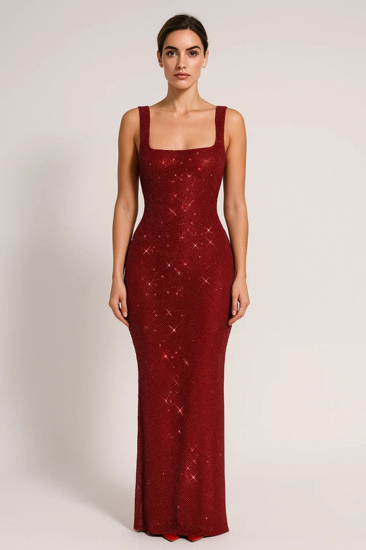 Robe Longue Brillante | Robe de Soirée Ajustée | Légère et Respirante