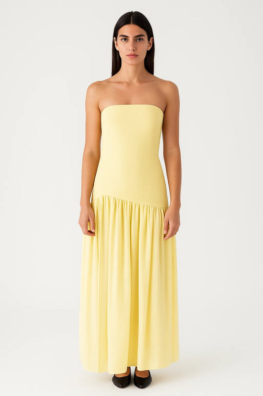 Robe Longue Bustier | Sans Bretelles | Tissu Fluide