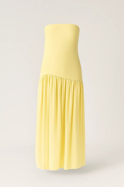 Robe Longue Bustier | Sans Bretelles | Tissu Fluide