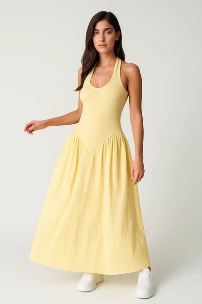 Robe Longue Décontractée | Robe Dos Nageur Évasée | Légère et Confortable