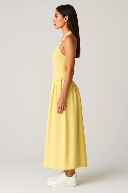 Robe Longue Décontractée | Robe Dos Nageur Évasée | Légère et Confortable