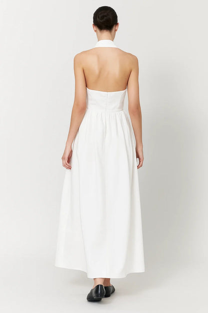 Robe Longue à Dos Nu | Lin et Coton | Élégante et Respirante