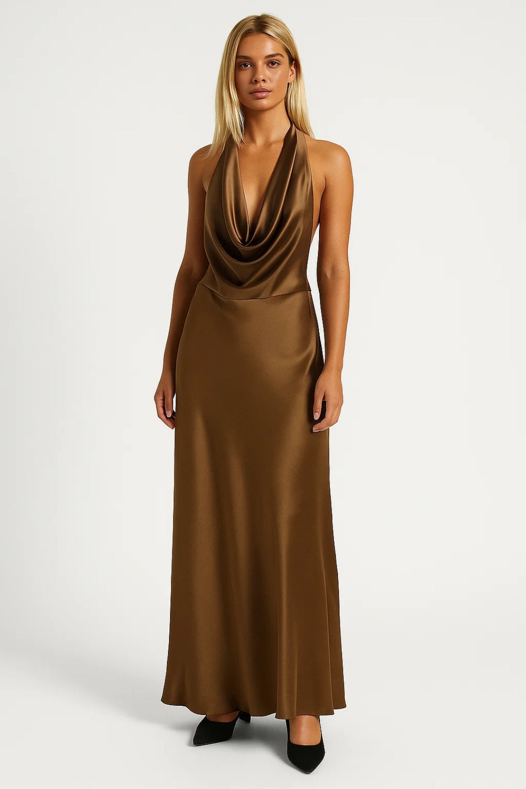 Robe Maxi Femme - Halter Col Bénitier Dos Nu | Élégante