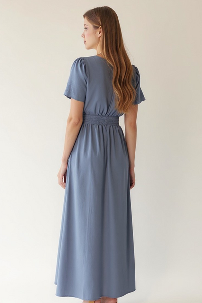 Robe Longue Femme | Taille Smockée Confort | Tissu Ultra-Doux Éco