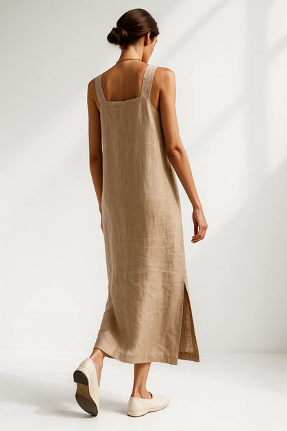 Robe Longue Femme | Lin Naturel Respirant | Bretelle Asymétrique