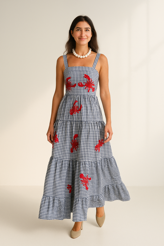 Robe Longue Femme | Coton Léger | Broderies Ludiques