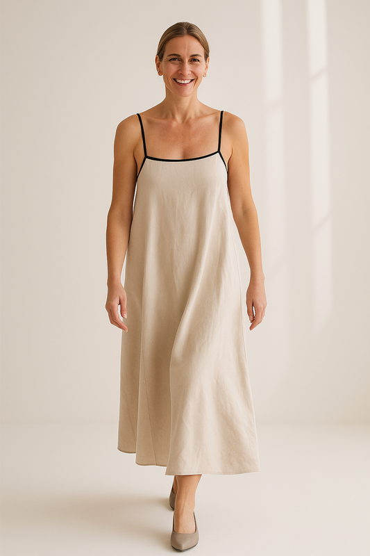 Robe Longue Femme | Bretelles Fines | Tissu Crêpe Glacé Fluide