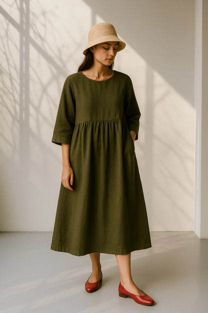 Robe Longue Femme | Coton Naturel | Coupe Ample et Confortable