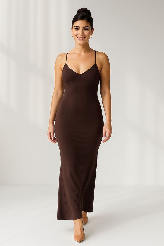 Robe Longue Femme | Bretelles Fines | Élégance Minimaliste et Fluide
