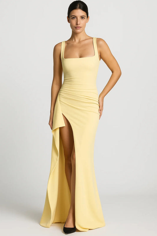 Robe Longue Fendue | Robe de Soirée Ajustée | Légère et Respirante