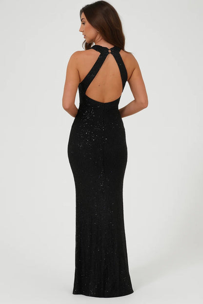 Robe Longue Pailletée | Robe de Soirée Croisée | Élégante et Brillante