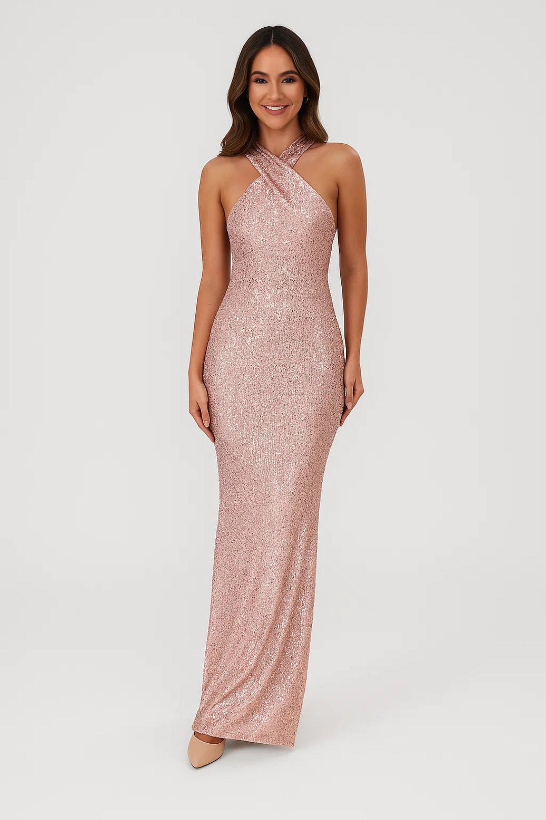 Robe Longue Pailletée | Robe de Soirée Croisée | Élégante et Brillante