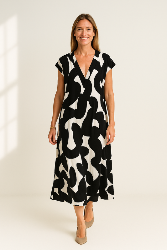 Robe Longue Femme | Imprimé Graphique | Tissu Respirant