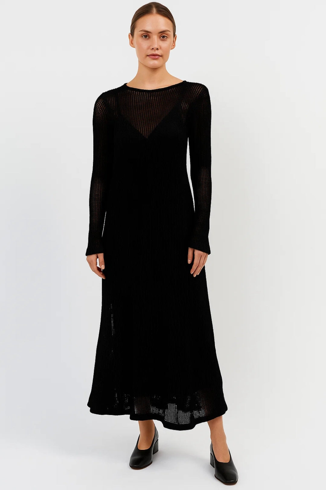 Robe Longue en Maille | Robe fluide à manches longues | Élégante et Moderne