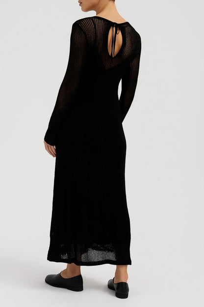 Robe Longue en Maille | Robe fluide à manches longues | Élégante et Moderne