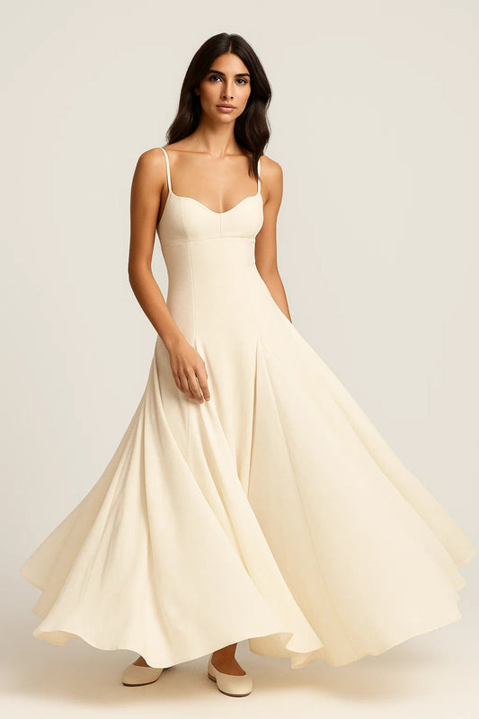 Robe Longue Évasée | Robe à Bretelles Femme | Légère et Respirante
