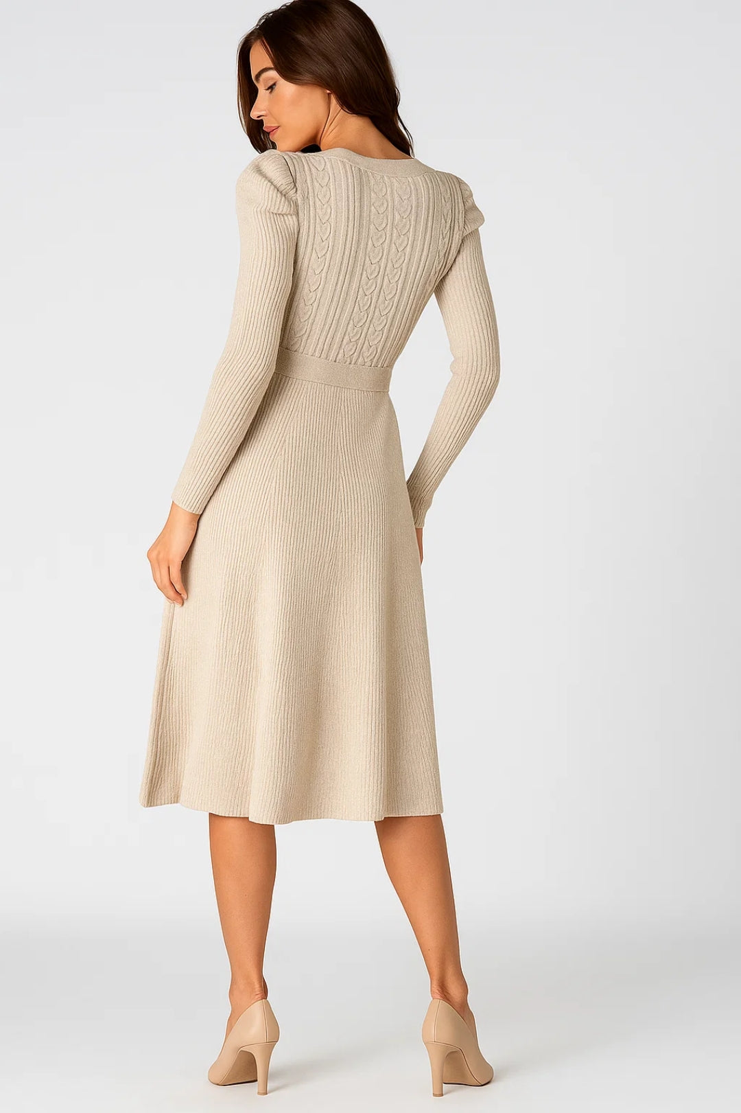 Robe Maille Élégante | Robe midi à manches longues | Confortable et Structurée