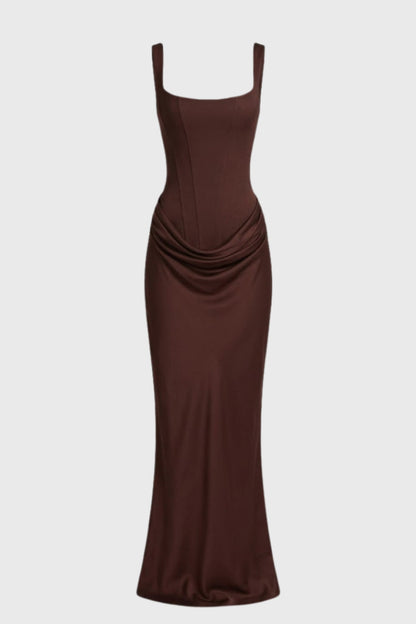 Robe Maxi Femme - Bustier Corseté avec Jupe Drapée | Élégant