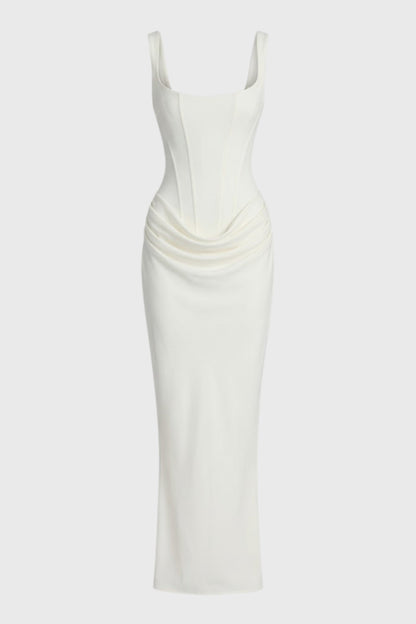 Robe Maxi Femme - Bustier Corseté avec Jupe Drapée | Élégant