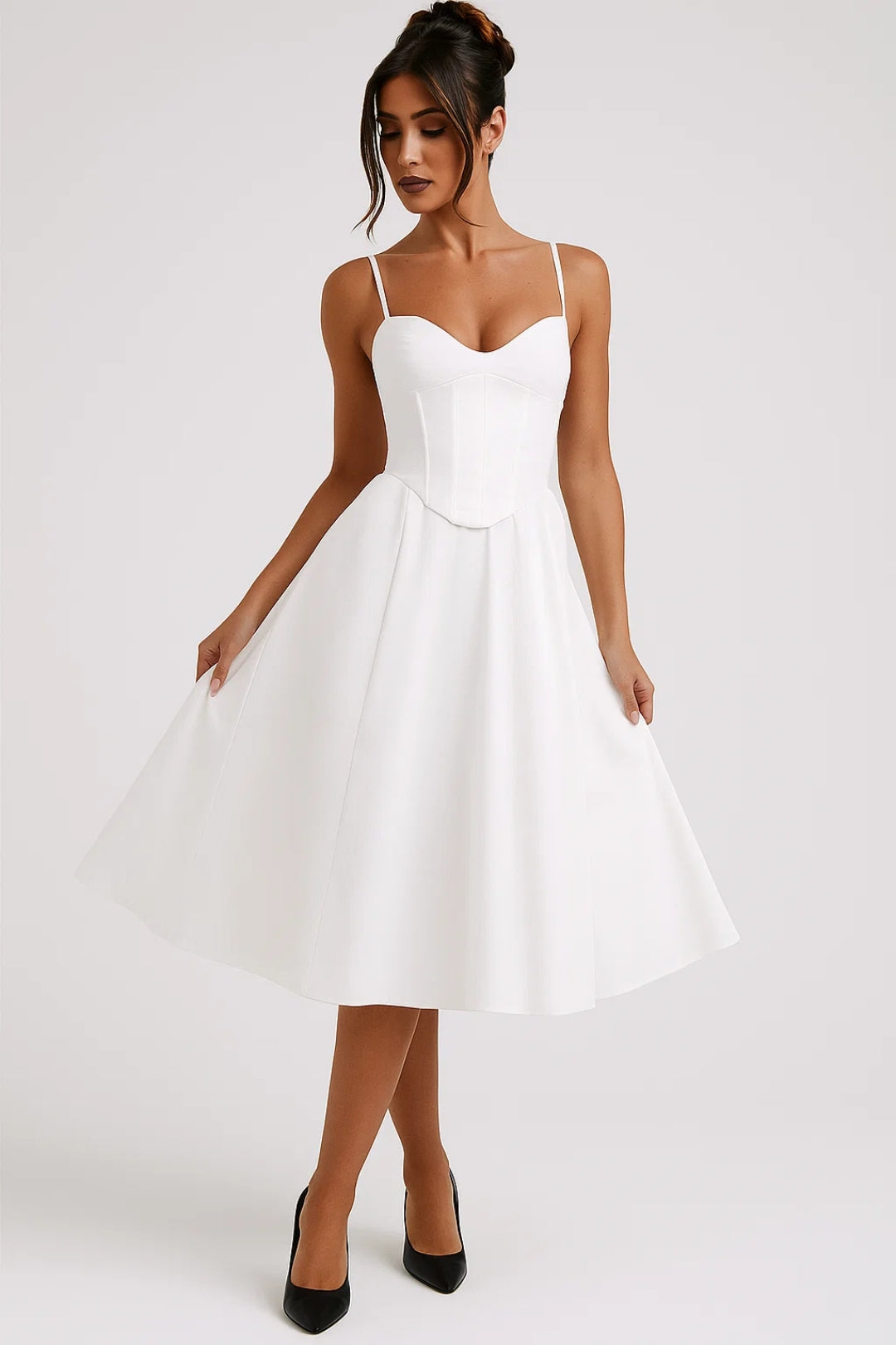 Robe Mi-Longue à Bretelles | Robe Corset Évasée | Légère et Respirante