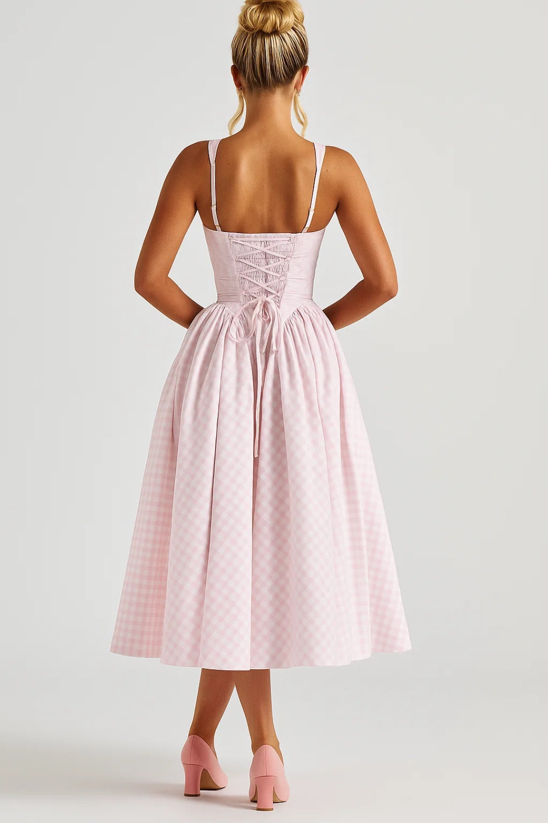 Robe Mi-Longue à Carreaux | Robe d’Été Rétro | Légère et Respirante