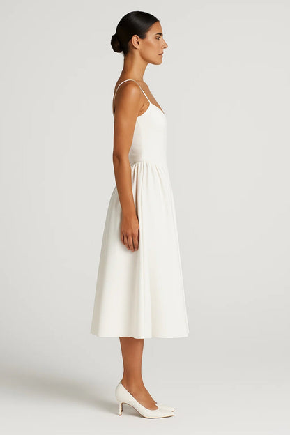Robe Mi-Longue Cintrée | Robe Évasée à Bretelles | Légère et Respirante