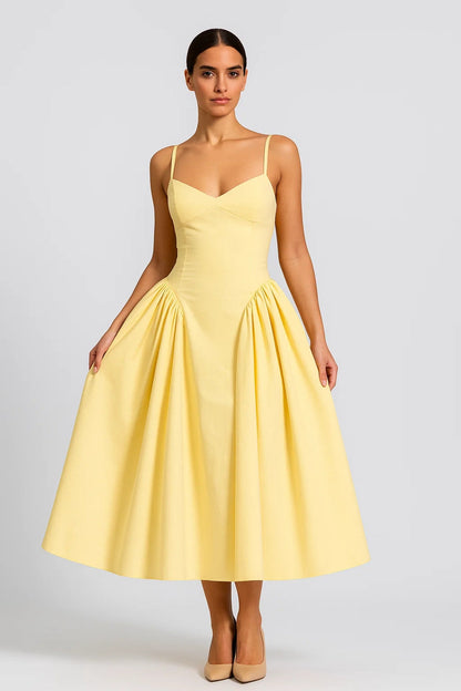 Robe Mi-Longue Cintrée | Robe Évasée à Bretelles | Légère et Respirante