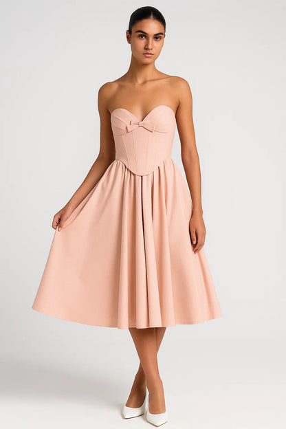 Robe Mi-Longue à Corset | Robe Sans Bretelles Élégante | Légère et Respirante