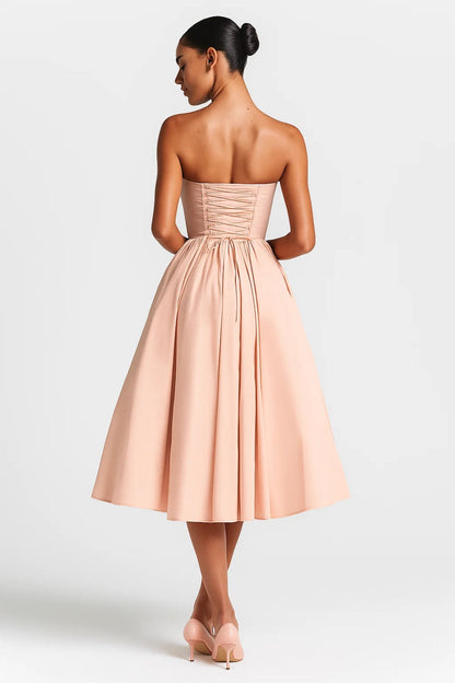 Robe Mi-Longue à Corset | Robe Sans Bretelles Élégante | Légère et Respirante