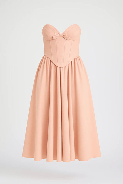 Robe Mi-Longue à Corset | Robe Sans Bretelles Élégante | Légère et Respirante