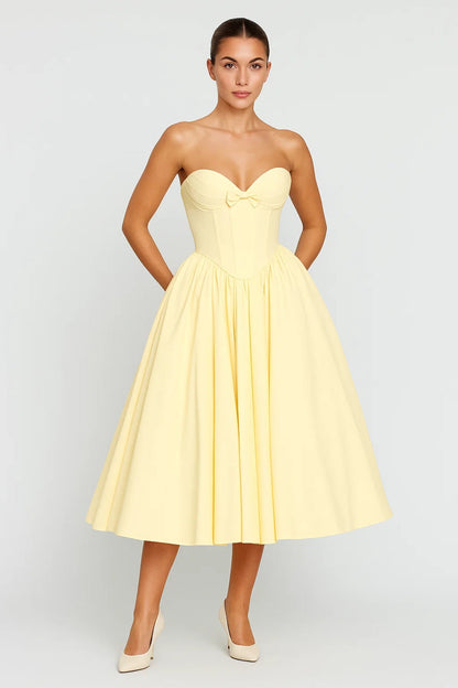 Robe Mi-Longue à Corset | Robe Sans Bretelles Élégante | Légère et Respirante