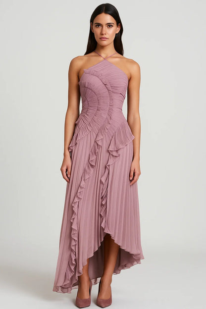 Robe Mi-Longue Plissée | Robe Asymétrique Élégante | Légère et Respirante