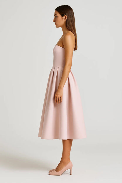 Robe Mi-Longue Plissée | Robe Bustier Élégante | Légère et Respirante