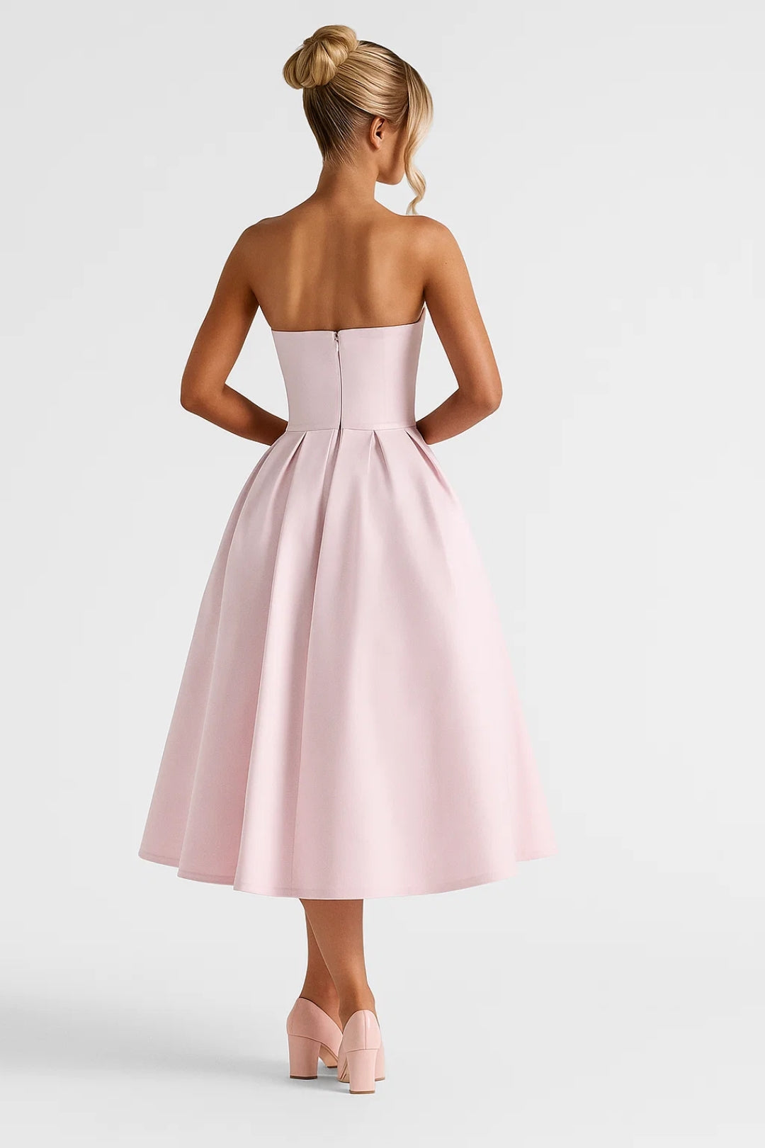 Robe Mi-Longue Plissée | Robe Bustier Élégante | Légère et Respirante