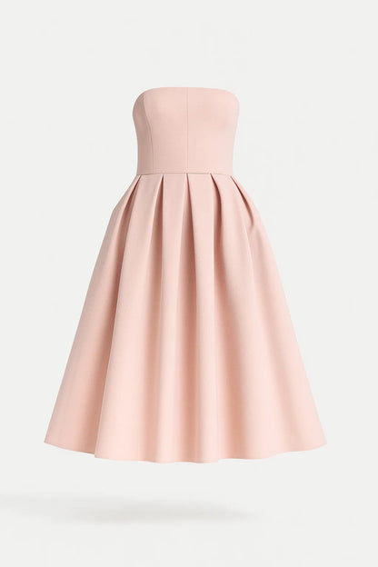 Robe Mi-Longue Plissée | Robe Bustier Élégante | Légère et Respirante