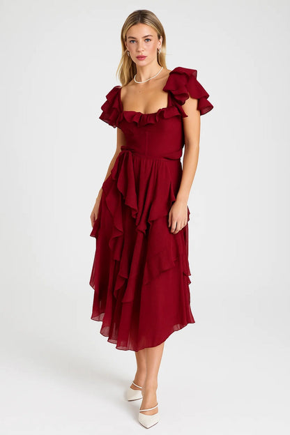 Robe Mi-Longue Volantée | Robe Bohème Féminine | Légère et Fluide