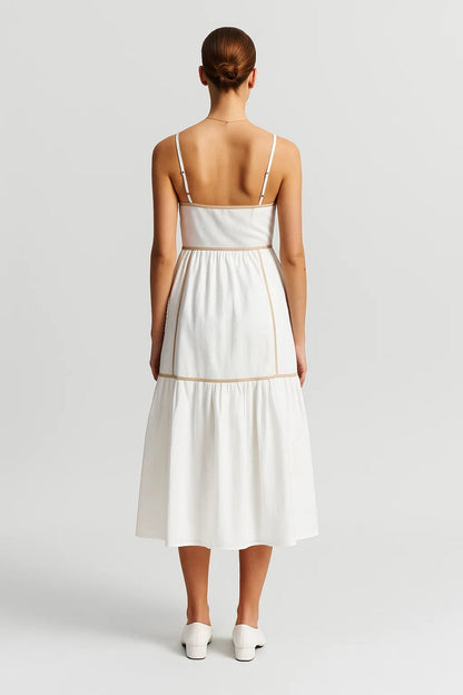 Robe Midi à Bretelles Fines | Robe d'Été Structurée | Légère et Respirante