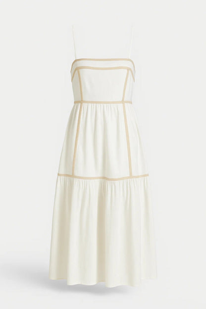 Robe Midi à Bretelles Fines | Robe d'Été Structurée | Légère et Respirante